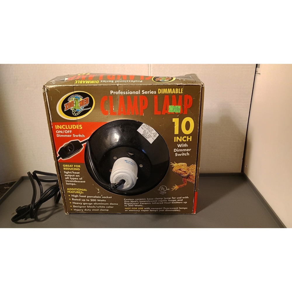 10-Inch Dimmable Clamp Lamp for Reptile Heating – Black